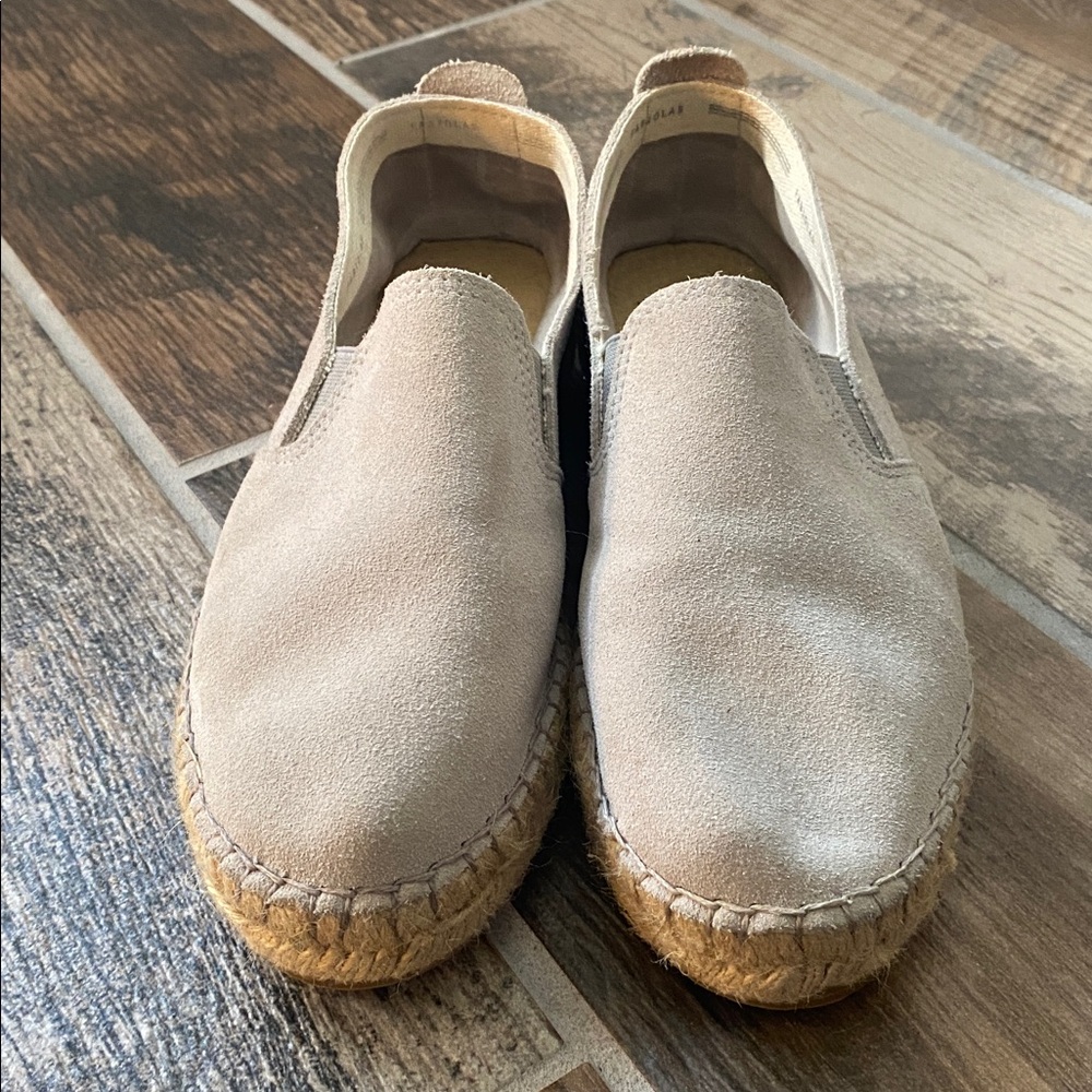 Light gray Suede Espadrille Slip-On Shoes